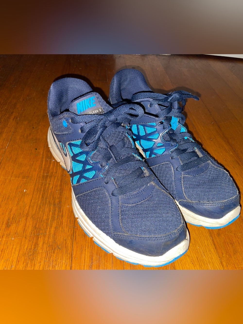 Nike Navy and Bright Blue Running Sneakers